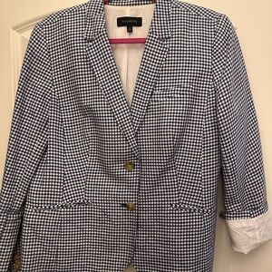 Talbots Royal Blue/White Linen gingham blazer